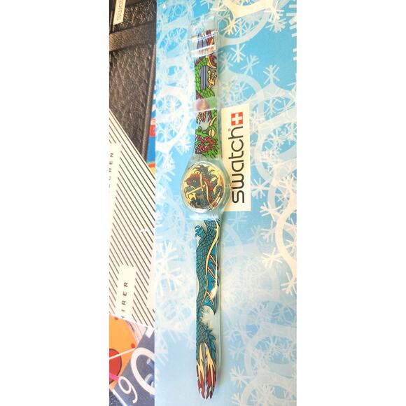 Swatch watch GREEN DRAGON GG135 1995 Standard Gents New Old Stock - Picture 5 of 9